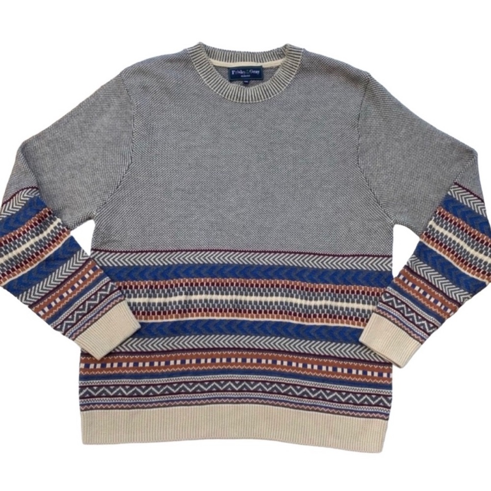 Paisley & Gray Men’s Knit Wool Blend Crewneck Stripe Pullover Sweater Size XXL